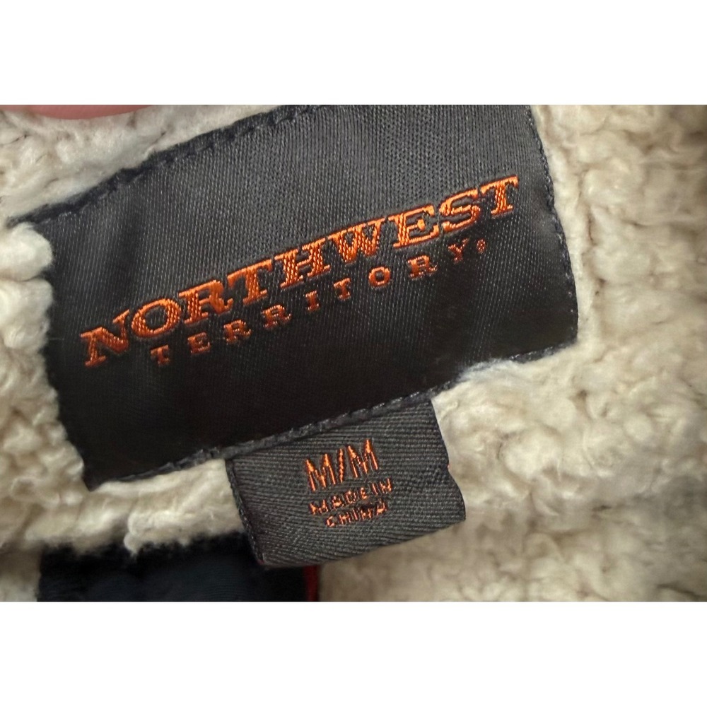 Northwest Territory Mens Red Black Plaid Sherpa Lined Fleece Jacket Size M - Picture 5 of 6